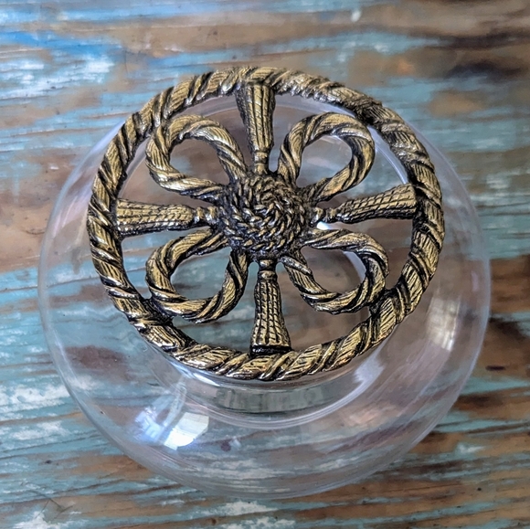 Retro Glass Potpourri Bowl With Brass Lid - Picture 3 of 7